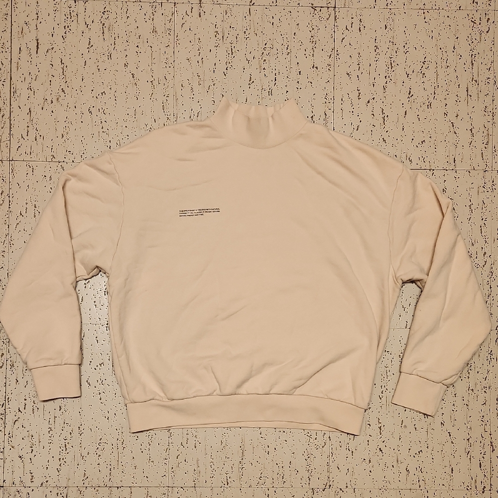 Pangaia Tan Cream Pullover Crewneck Turtle Neck Sweater